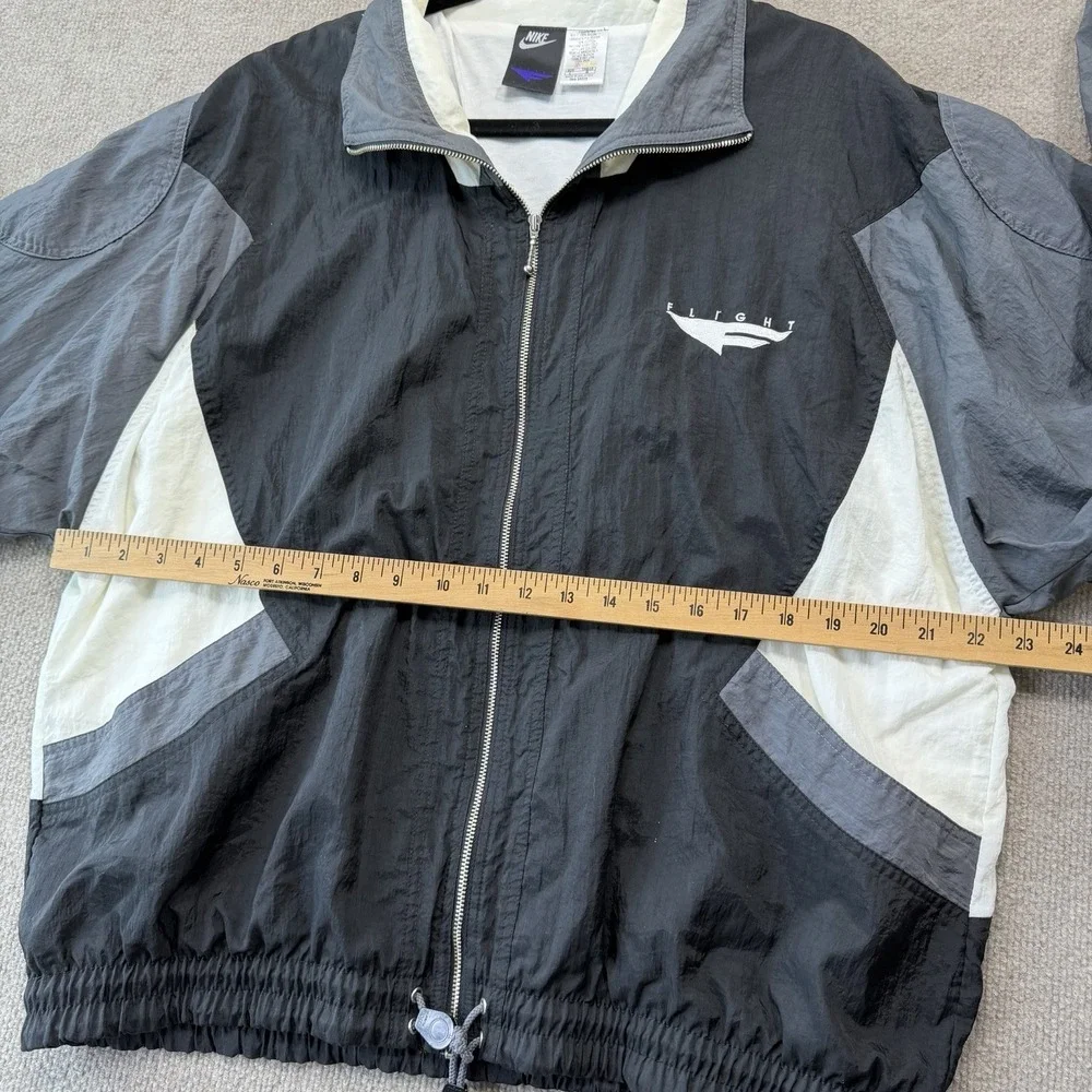 Vintage Nike Flight Windbreaker Track Jacket Men's Size Large Gray Black White